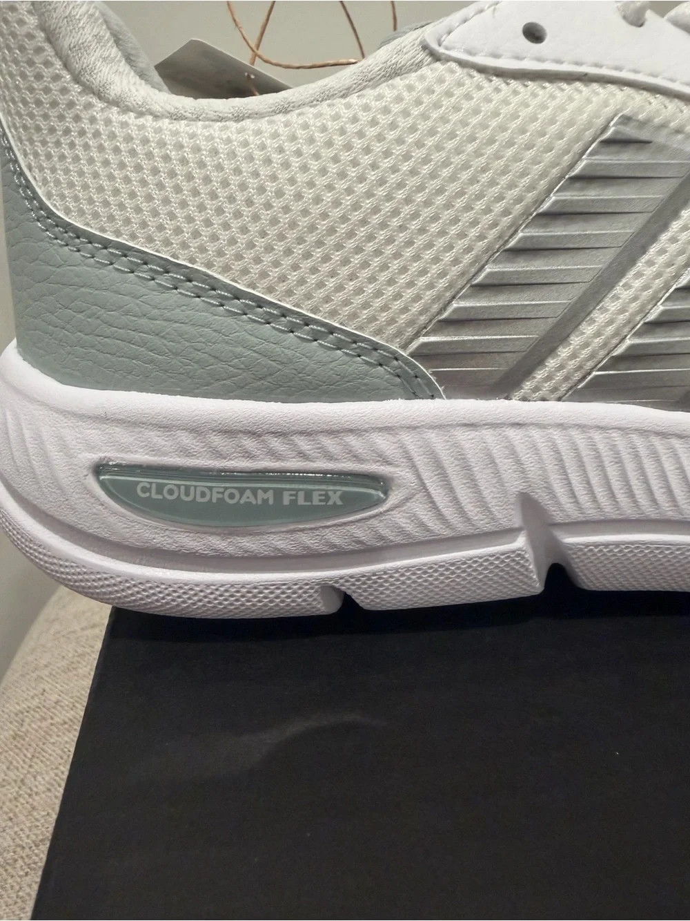 adidas Women’s Cloudfoam Flex Lightweight White and Light Gray Sneakers